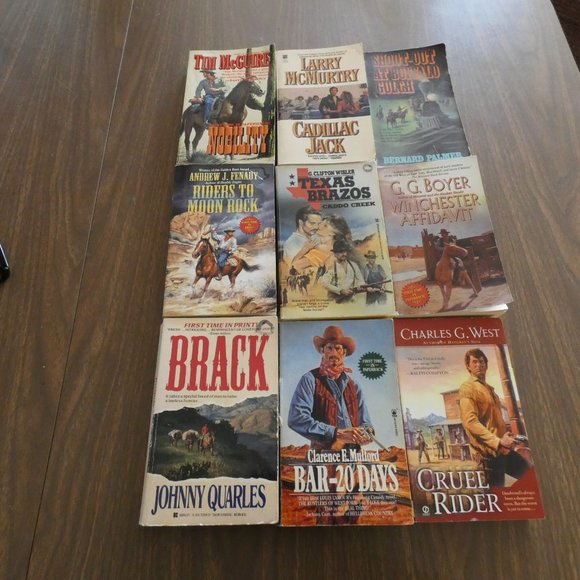 Lot Of 9 Vintage Western Paperback Books Various Authors - Picture 1 of 8